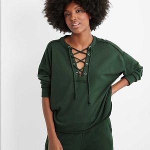 Aerie Sunday Soft Lace Up Sweatshirt and Short SET